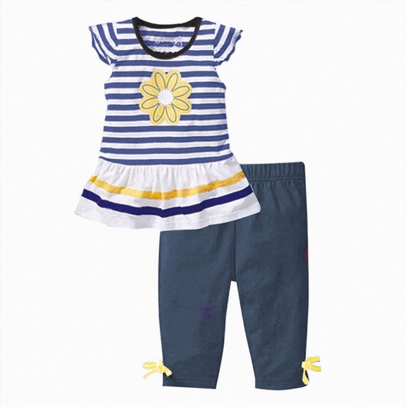 Kid Girls Summer Outfits Short Sleeve Striped T-Shirt & Pants Casual Clothing Suit Toddler Girl Summer Clothes