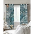 thumbnail image 2 of Blackout Curtains for Bedroom, Blue Turtle Coastal Room Darkening Window Drapes for Living Room, Summer Beach Ocean Starfish Coral Thermal Insulated Grommet Curtains, 52x96 inch, 2 Panels, 2 of 9