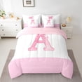 thumbnail image 2 of jejeloiu Cartoon Bow Tie 7-Piece Twin Bedding Sets,Letter A Monogrammed Bedding Comforter Set For Girls Kids Reversible, 2 of 8