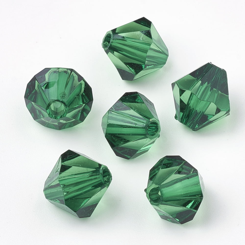 Transparent Acrylic Beads Bicone Dark Green 4x4mm Hole: 1.2mm 17000pcs/500g