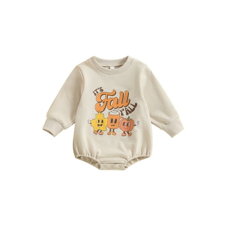 

Bagilaanoe Newborn Baby Girl Boy Halloween Romper Sweatshirt Long Sleeve Bodysuit Pumpkin Print Pullover 6M 12M 18M 24M Infant Casual Tee Tops