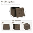 thumbnail image 4 of PINPLUS 12.6" Storage Ottoman Cube, Toy Chest Folding Footrest for Living Room Seat, Linen Brown, 4 of 7