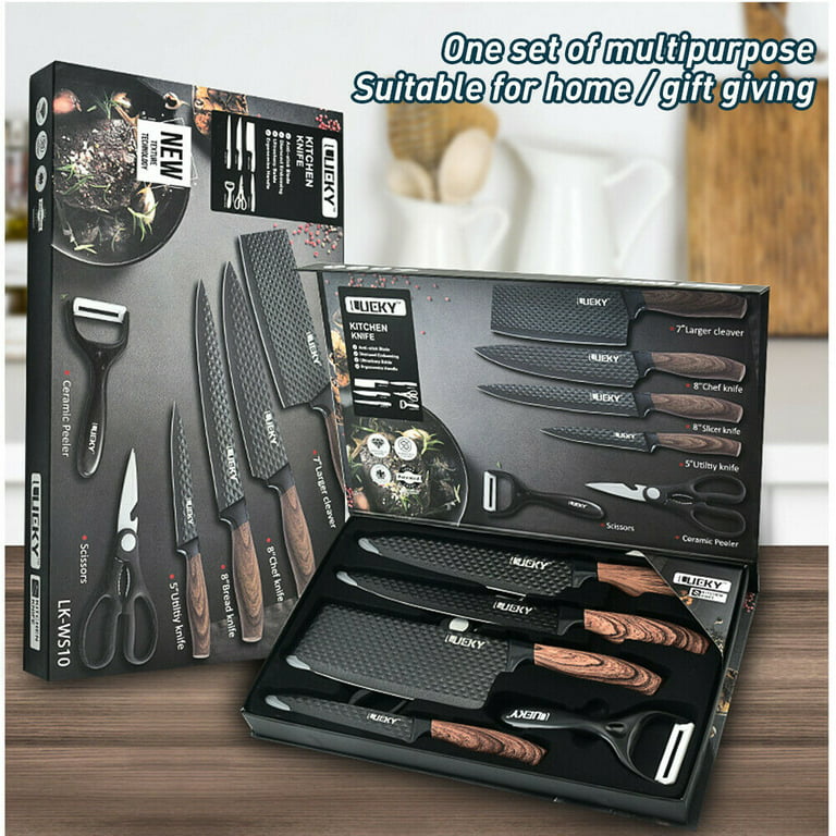 MDHAND 6 Pieces Professional Kitchen Knives Set With Giftbox, High
