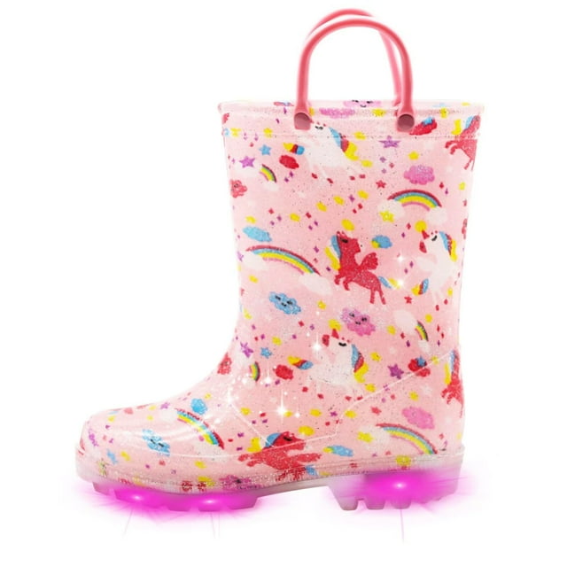 Botas de lluvia EUXTERPA para bebés y niños pequeños, impermeables, color rosa claro