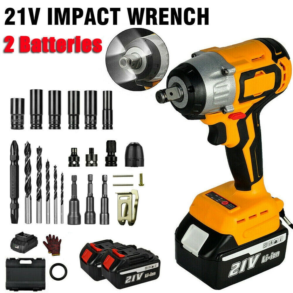 Industrial Cordless Impact Wrench Gun 1/2" 18V Li-ion 4AH Power Tool With LED 