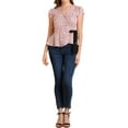 thumbnail image 3 of INSPIRE CHIC Women's Floral Print V Neck Cap Sleeve Tie Waist Wrap Peplum Top M Beige, 3 of 8