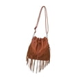thumbnail image 2 of Ethern Large Capacity PU Leather Handbag Bucket Bag with Drawstring Adjustable Shoulder Brown, 2 of 9
