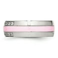 thumbnail image 4 of Chisel Stainless Steel Polished Pink Ceramic CZ Ring Size 10  Men, 4 of 5