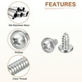thumbnail image 4 of Uxcell #12x1/2" Silver Screws - 25Pack - 304 Stainless Steel Pan Head Phillips Screw, 4 of 7