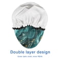 thumbnail image 4 of Shower Caps,Teal Gold Marble Pattern Waterproof Shower Cap for Women 4 Pieces,Double Reusable Hair Cover for Shower PEVA Elastic Stretch Hem, 4 of 7