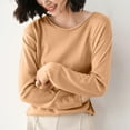 thumbnail image 2 of Chbgutlmr Fall Tops for Women Solid Color Long Sleeve Knitted Blouses Loose Comfy Crewneck Basic Tops, 2 of 5