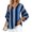 Blue, variant on Women's Fashion Striped Print Elegant V-Neck Three-Quarter Sleeve Top Casual Loose A-Line Blouse Shirt, Blue XL