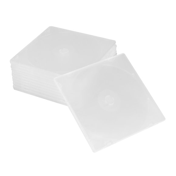 12PCS Ultrathin DVD Case Transparent CD Package Portable CD Storage Box for Home Cinema (White)