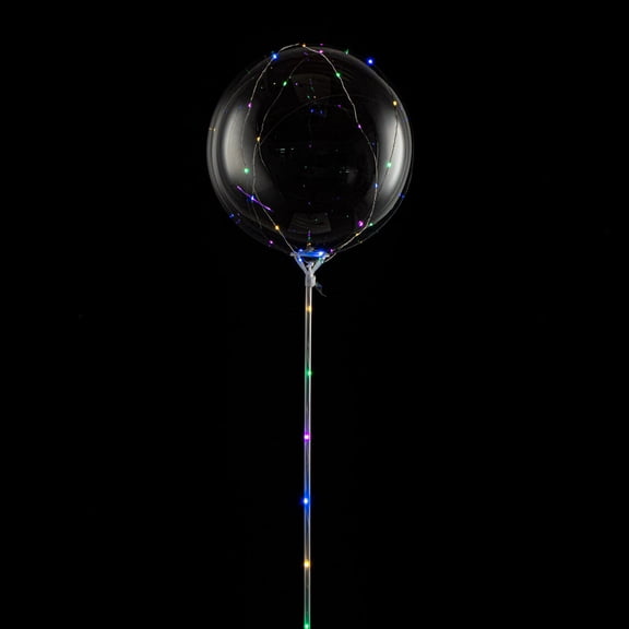 Balloonify Colorful LED Bobo Balloon - with String Light, Handle - 20" - 10 count box
