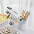 thumbnail image 4 of Plastic Pen Holder,4 Compartments Desk Organizer,Pencil Stand,Pen Rack,Stationery Storage Box for School Office, 4 of 6