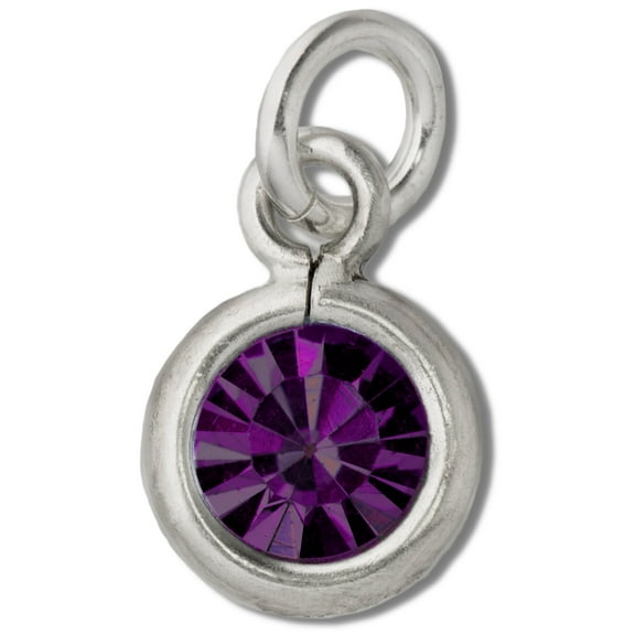 Sterling Silver 16" .8mm February Birth Month Rhinestone Pendant Necklace