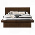 thumbnail image 4 of Queen Size Wood Panel Bed with Cappuccino Finish and LED Lighting for Bedroom, 4 of 6