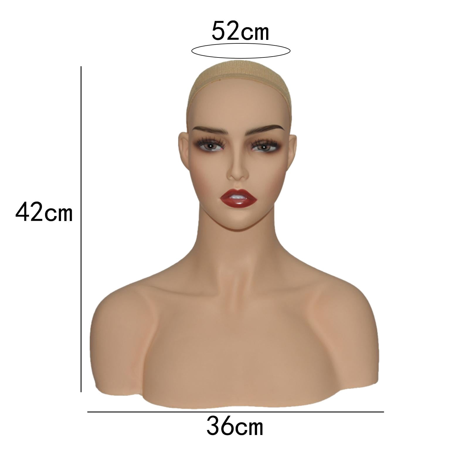 FITYLE Female Mannequin Head Manikin Head Bust PVC with Makeup Showing Stand Holder for Earrings Home Salon Showcase Display