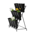 thumbnail image 6 of Flower Display Stand 12 x Buckets 3-Layers Metal Plant Stand with Wheels for homes, gardens, florists, 6 of 22