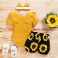 thumbnail image 3 of GRNSHTS Infant 3Pcs Baby Girl Shorts Sets Ruffle Cotton Romper Jumsuit+Short Pants+Headband Outfit, 3 of 8