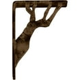 thumbnail image 2 of Ekena Millwork 1 1/2"W x 5 1/2"D x 8"H Damon Wrought Iron Bracket, (Single center brace), Antiqued Brass, 2 of 10