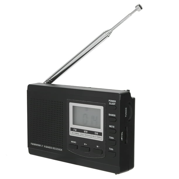 Radio Portátil Bling Bling HRD‑310 Mini Receptor Estéreo FM/MW/SW con Reloj Digital