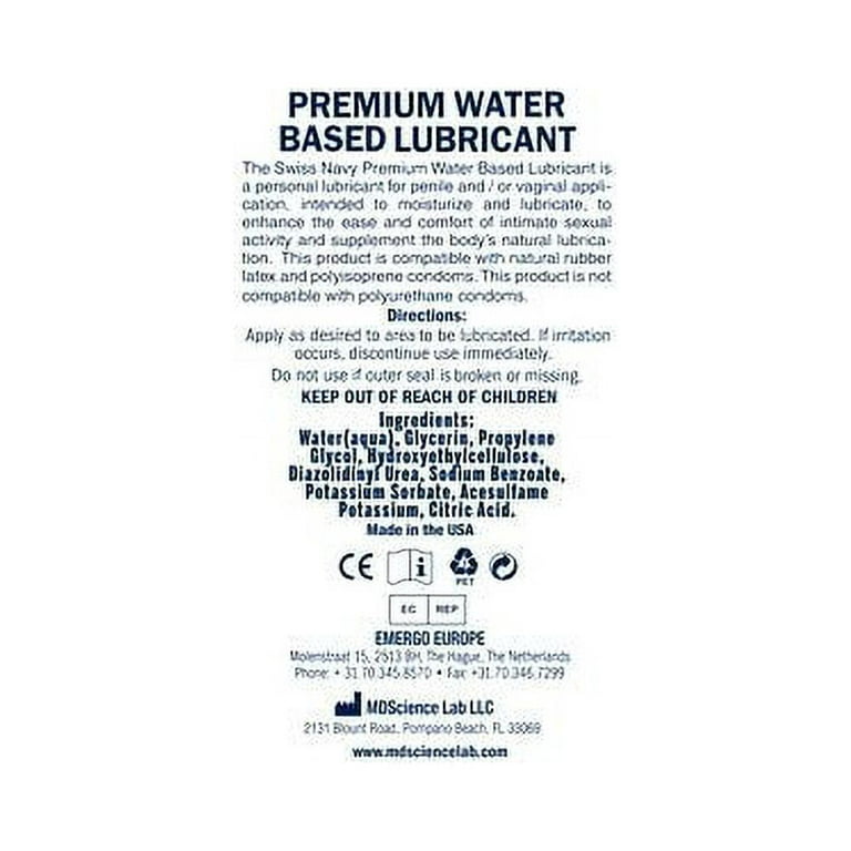 Swiss Navy, Water Based Lube, 4 oz, Liquid Water-Based, Unisex - Walmart.com Swiss Navy, Water Based Lube, 4 oz, Liquid Water-Based, Unisex - Walmart.com