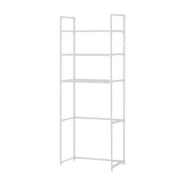 WEGFTDUOP 3-Tier Over-The-Toilet Storage Rack, 59.8" H Stainless Steel & Plastic Bathroom Organizer, Space-Saving Shelf for Toiletries, Towels, Plants, Black/White