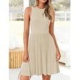 thumbnail image 2 of Women's Summer Sleeveless Mini Dresses 2024 Crewneck Knit A Line Pleated Swing Basic Short Dress, 2 of 6