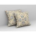 thumbnail image 3 of 16" Beige Blue Floral Indoor Outdoor Zip Throw Pillow, 3 of 5