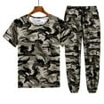 thumbnail image 2 of RATTOYY Clothing Sets Two Piece Men Camo T Shirt Sports Short Sleeve Crewneck Shirt Cargo Pants Hiking Drawstring Pocket Athletic Joggers Pants Male Clothes Sets Vacation Cute Basic Dailywear, 2 of 5