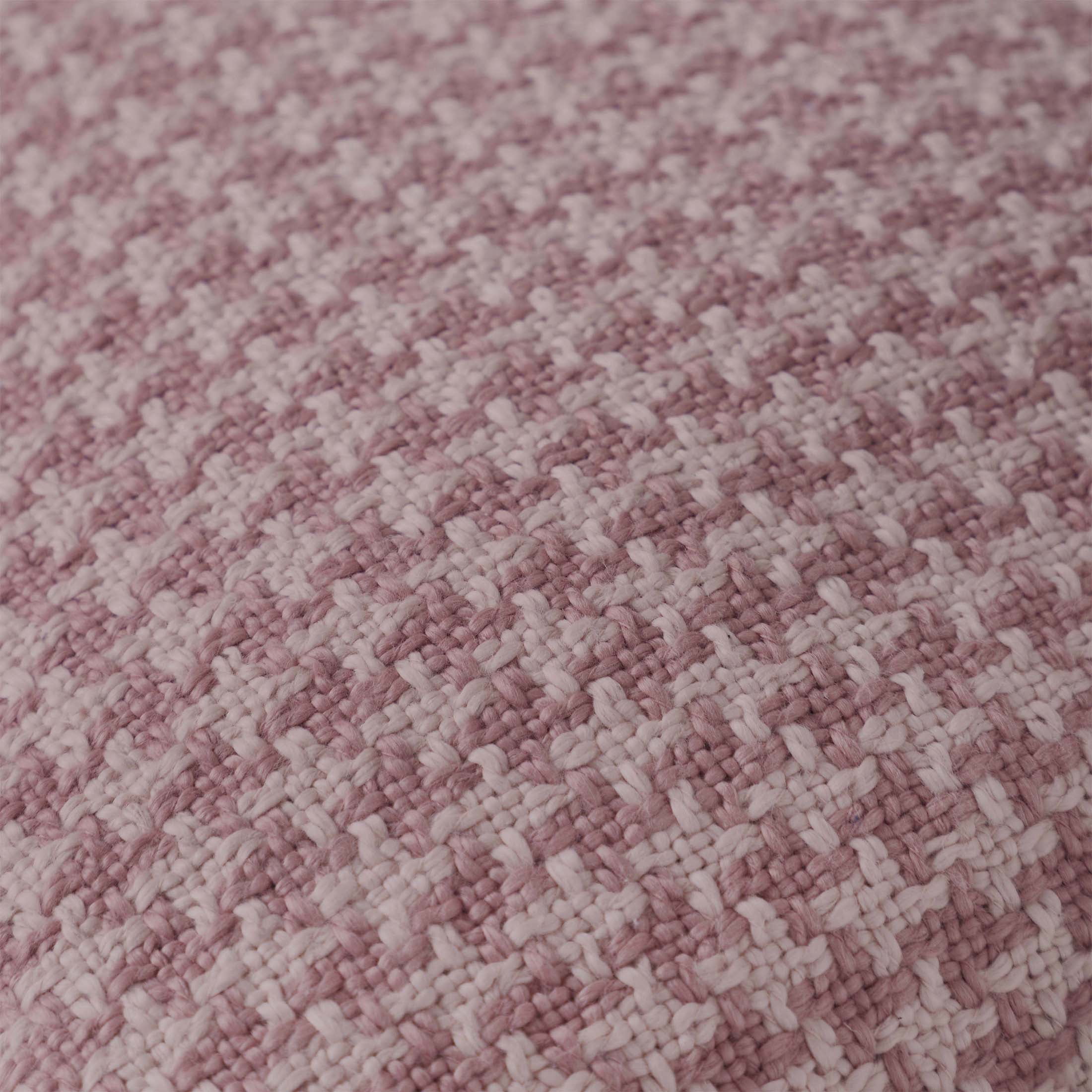 (2 pack) Beautiful Tonal Houndstooth Cotton Slub Decorative Pillow with Tassels by Drew Barrymore, 22" x 22", Rosé Pink