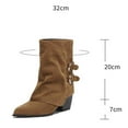 thumbnail image 6 of UngA Women'S Winter Booties Cowboy Boots For Women Western Cowgirl Boots with Chunky Heel Mid Calf Snip Toe Ideal for low insteps Brown,6.5, 6 of 7