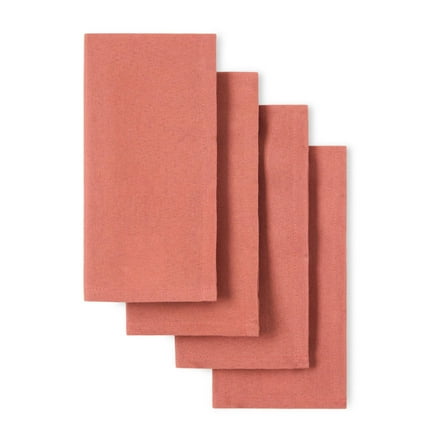 Mainstays Yale Solid Fabric Napkin Set, Brick, 18"W x 18"L, 4 Pieces