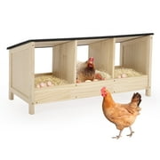 Jaxpety Triple Nesting Box Chickens Laying Box with Asphalt Roof, Solid Pine Wood Chicken Coop, Poultry Nesting Box