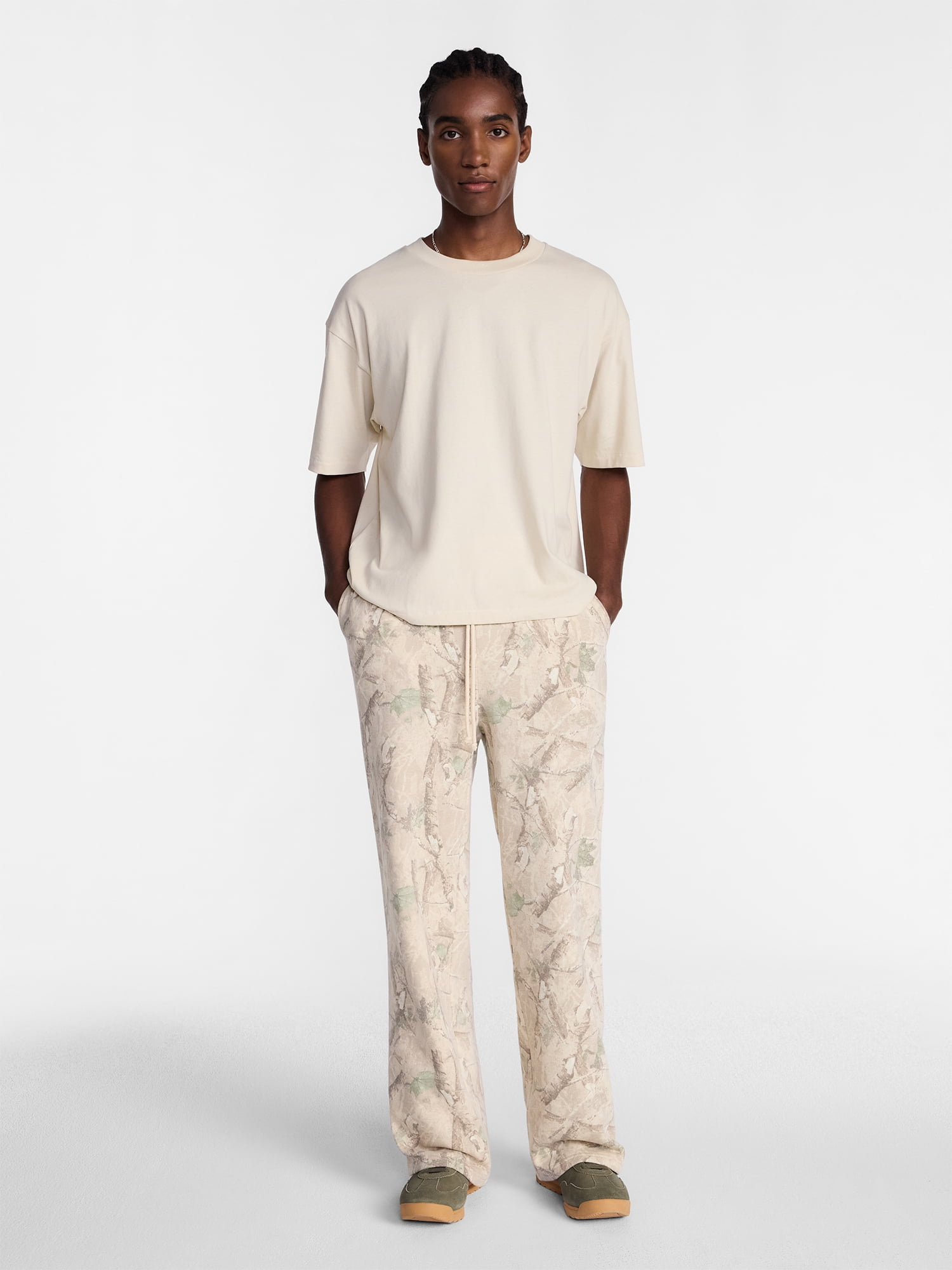 No Boundaries Cotton Oversized Cropped Tee with Short Sleeves, Men's and Big Men's XS-5XL