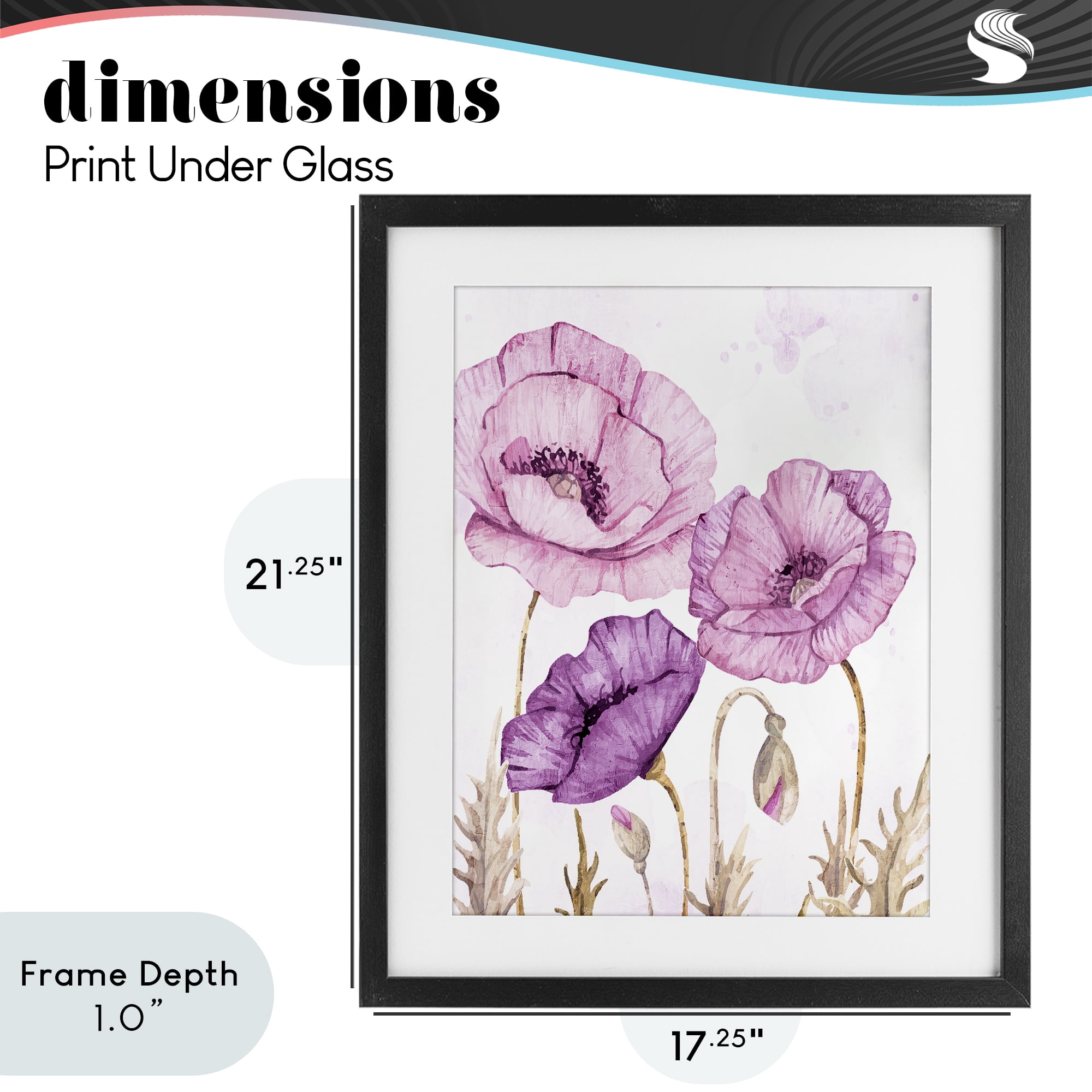 Stupell Industries Bright Purple Poppies Black Framed Print Under Glass, design by Kim Allen