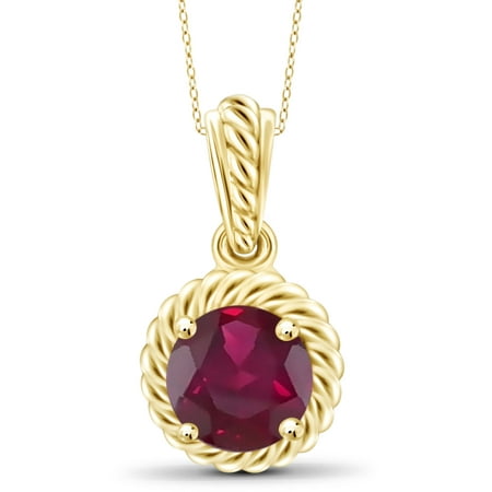 JewelersClub 1-1/5 Carat T.G.W. Ruby 14kt Gold Over Silver Halo Pendant