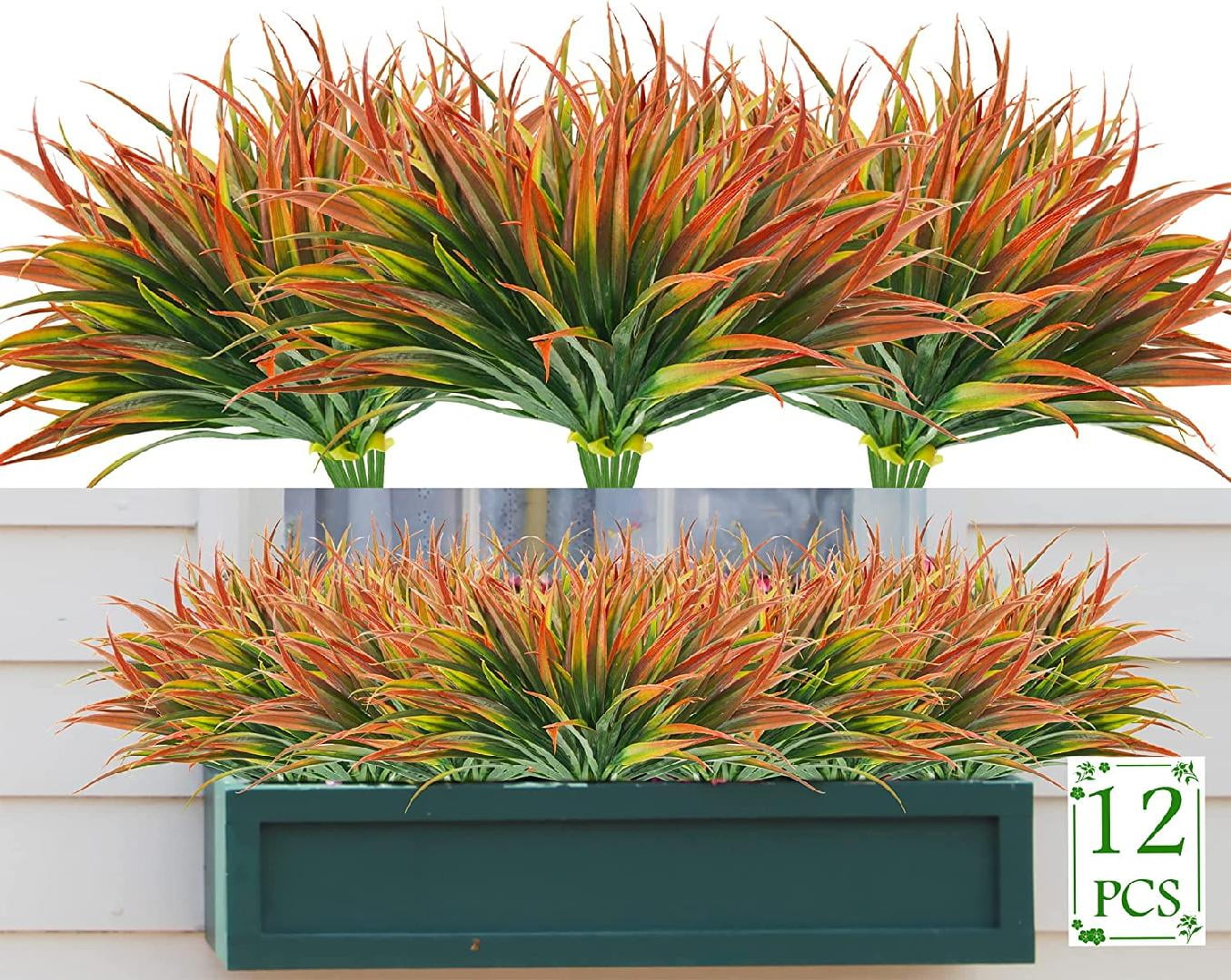 Artificial Fake Grass,12PCS Outdoor Faux Grasses Plastic Plants