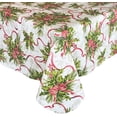 thumbnail image 3 of Christmas Red Holly Traditions Floral Print 60 x 84 inch Rectangle Vinyl Flannel Back Dining Tablecloth, 3 of 10