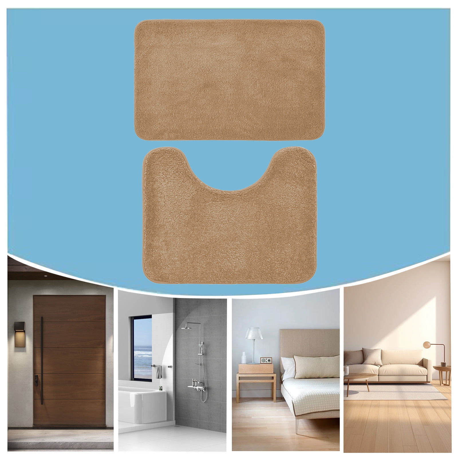 InsCrazy Bathroom Rugs Sets 2 Piece Bathroom Floor Mat 2 Piece Solid Color AntiDirty Carpet Toilet Bathroom Non-Slip Absorbent Floor Mat Bathroom Foot Mat Bath Decor