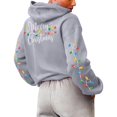 thumbnail image 6 of Wang6 Christmas Hoodies for Women Plus Size Funny Back Merry Christmas Letter Print Hooded Sweatshirts Long Sleeve V Neck Xmas Holiday Party Graphic Pullovers Tops with Pocket Grey S, 6 of 8