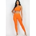 thumbnail image 2 of Ribbed Halter Neck Crop Top and Leggings Set with Back Tie, 2 of 9