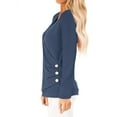 thumbnail image 3 of Women Long Sleeve Crossed Surplice Button Tops, 3 of 4