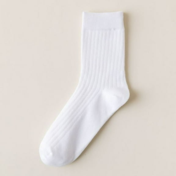 Women's Socks Solid Color Vertical Strip Socks Mid Tube Socks Classic Casual Comfort Cotton Socks,White Women's Accessories Socks