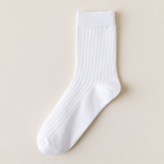 Chaussettes à Rayures Verticales Unies Mi-Mollet Chaussettes Classiques Décontractées Confort Chaussettes en Coton