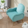 thumbnail image 2 of Accent Chair With Metal Gold Legs,Snowflake fabric Armchair,Single Sofa Chair for Living Room Bedroom, Dining Room Accent Club Guest Chair,Holds 300lbs (Cyan), 2 of 9