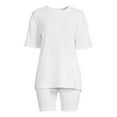 thumbnail image 5 of Lissome Women's Oversize Hacci Ribbed Tee and Bike Shorts Lounge Set, 2-Piece, Sizes S-4X, 5 of 5