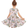 thumbnail image 4 of SGFCWSX Girls Short Sleeve Dress Easter Bunny Egg Print A-Line Crew Neck Casual Summer Dresses for Kids Pink Size 9-10 Years, 4 of 5