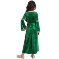 thumbnail image 2 of Miutii Kids Girls Renaissance Princess Dress Medieval Outfit Role-play Long Flare Sleeve Velvet Dress Up Green 14, 2 of 6